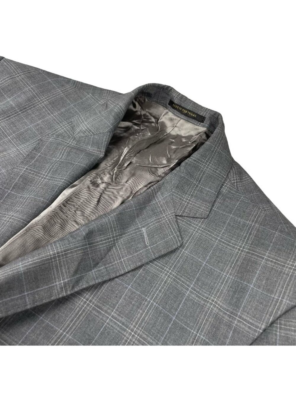 J. Hilburn Men's Vitale Barberis 100% Wool 2-Button Blazer Gray/Blue Plaid • 46R